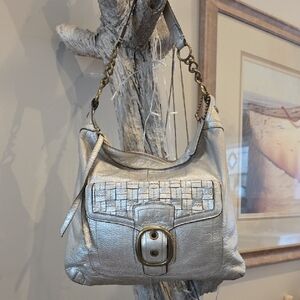 Coach Bleecker Pewter/Silver Metallic Featuring Tattersall Lining